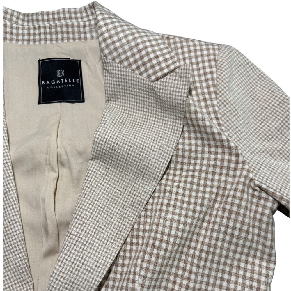 Bagatelle Collection Tan Gingham Patchwork Blazer… - image 4